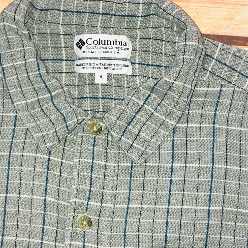 Columbia Sportswear Gray Blue Plaid Button Down Shirt - Men’s XL - Picture 8 of 9